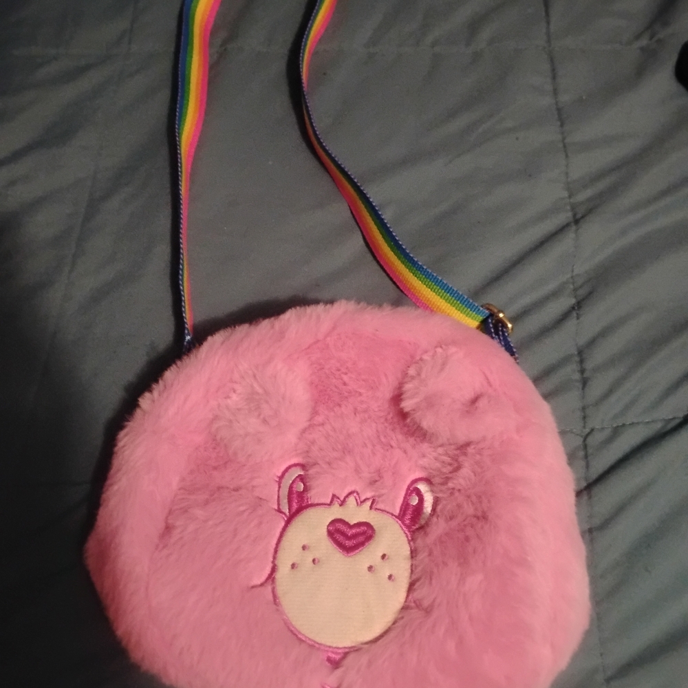 Charming Pink Furry Bear Crossbody Bag